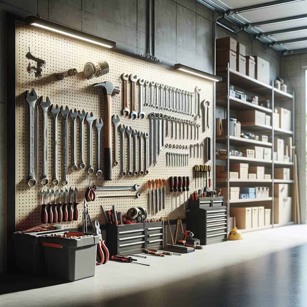 Building a pegboard tool wall in garage.
