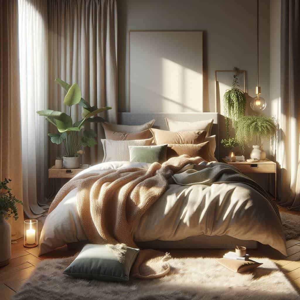 Creating a cozy bedroom with natural elements.