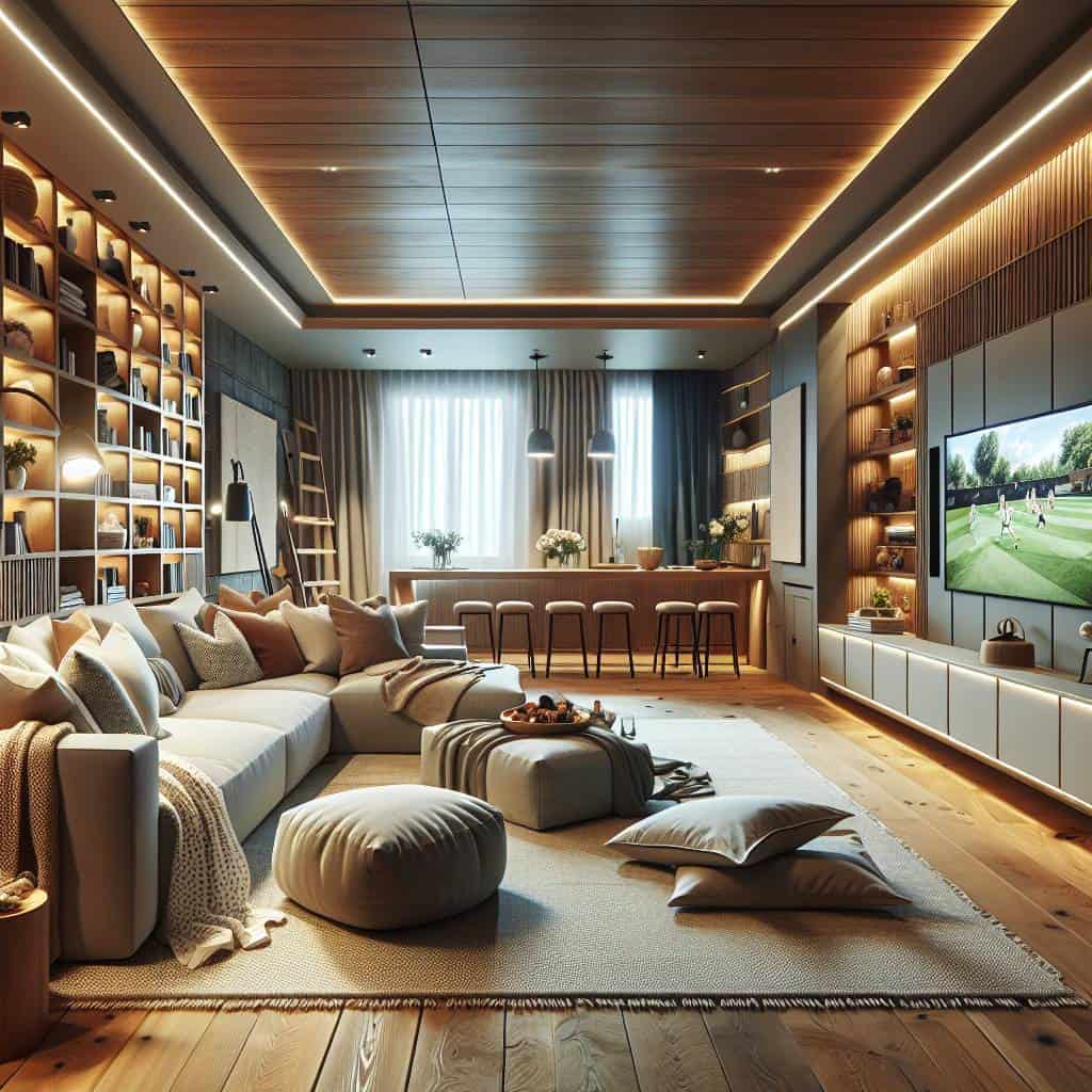 Finished basement ideas: cozy family room.