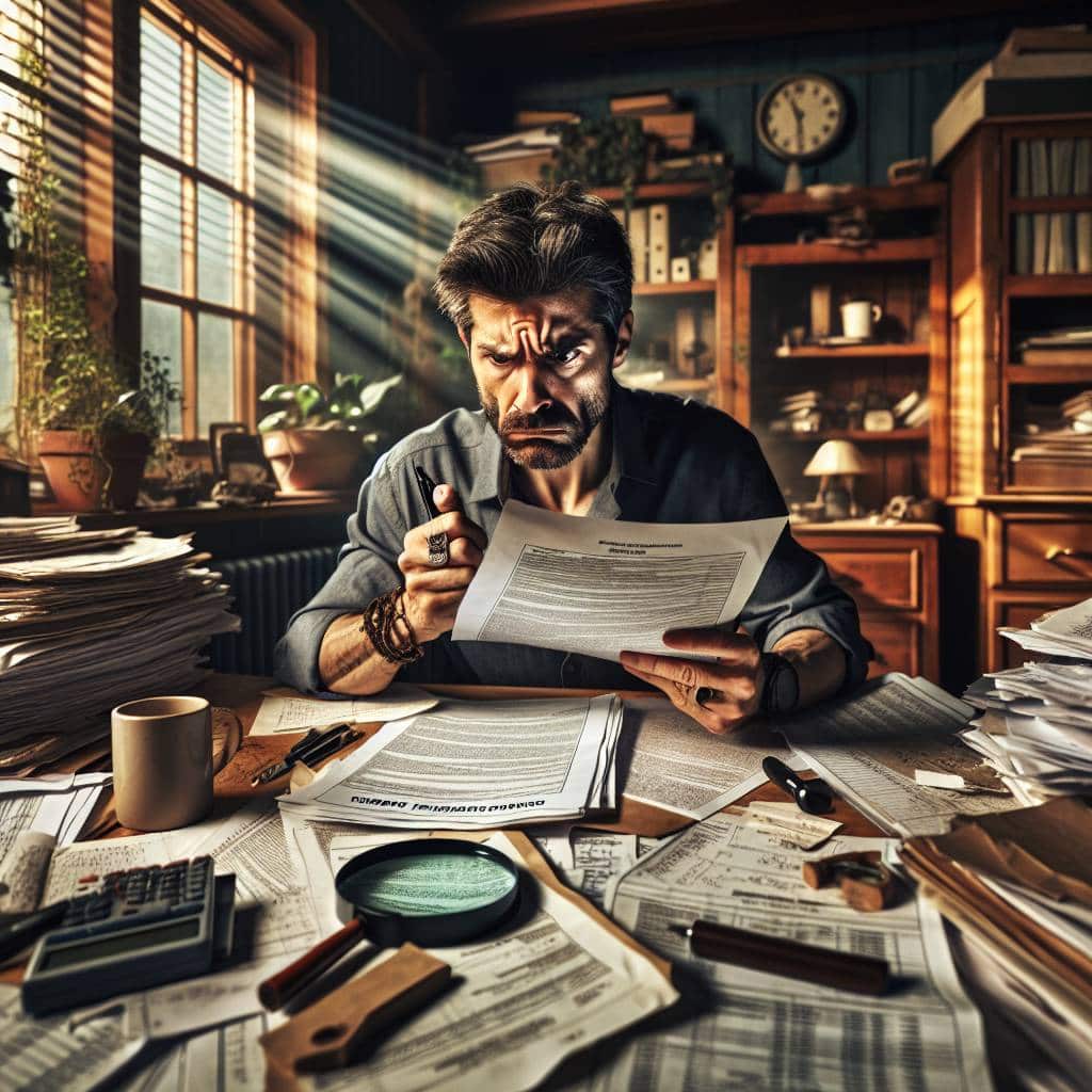 Frustrated homeowner reading a home inspection report.