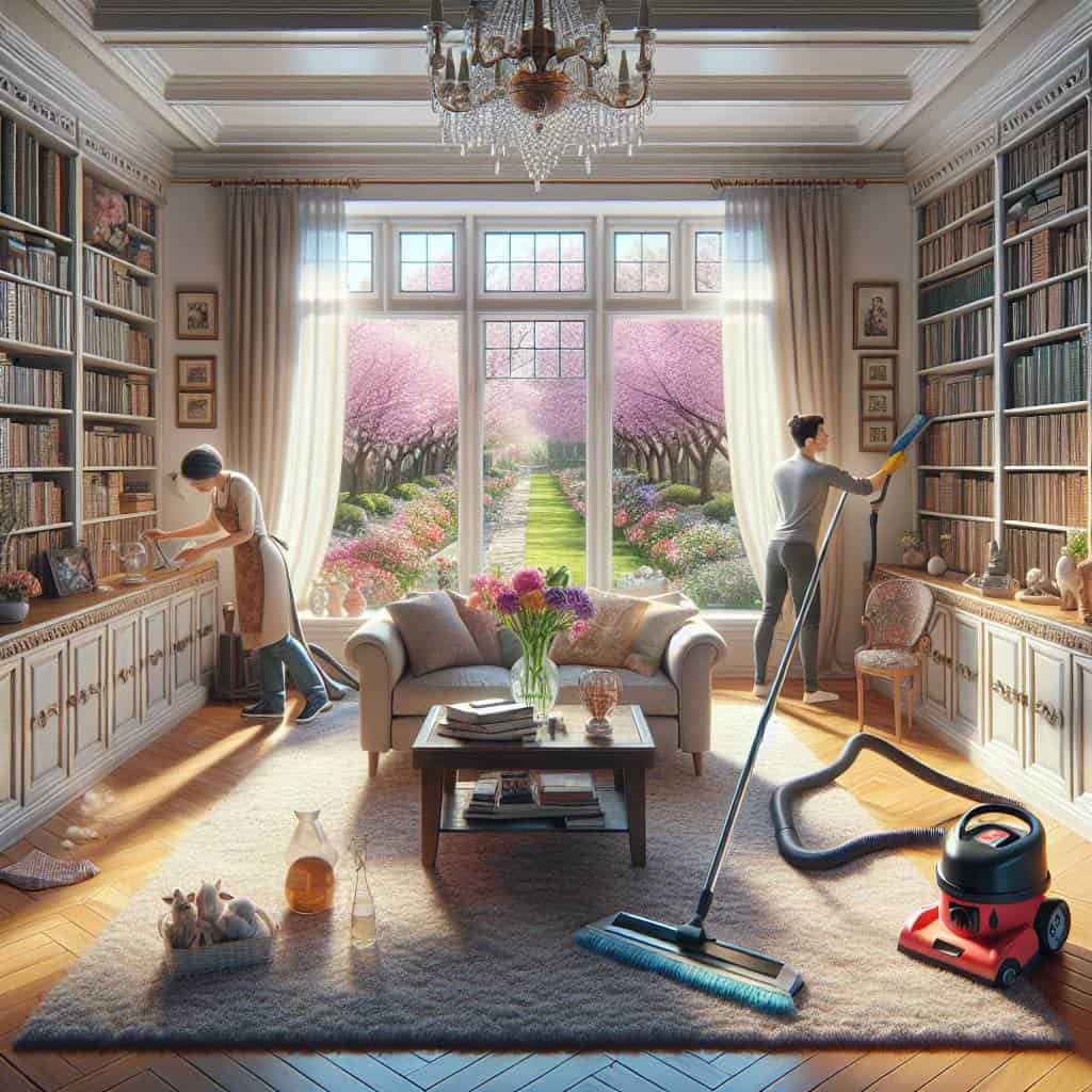 Spring cleaning and maintenance plan living room