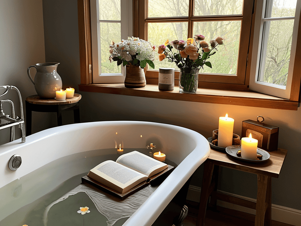 DIY Bathtub Tray Relaxation