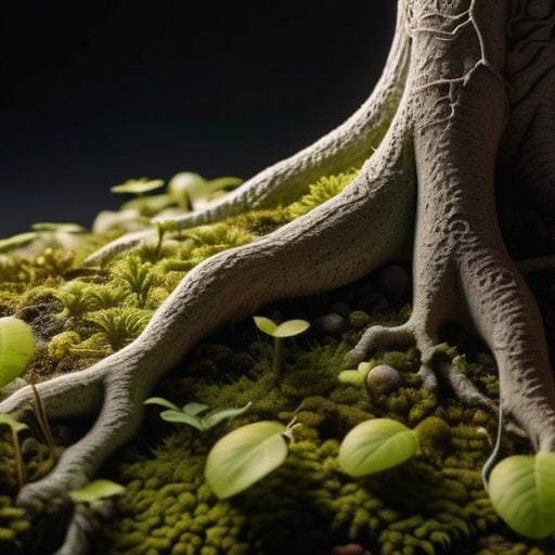 Vibrant roots illustrate Mycelial social networks underground